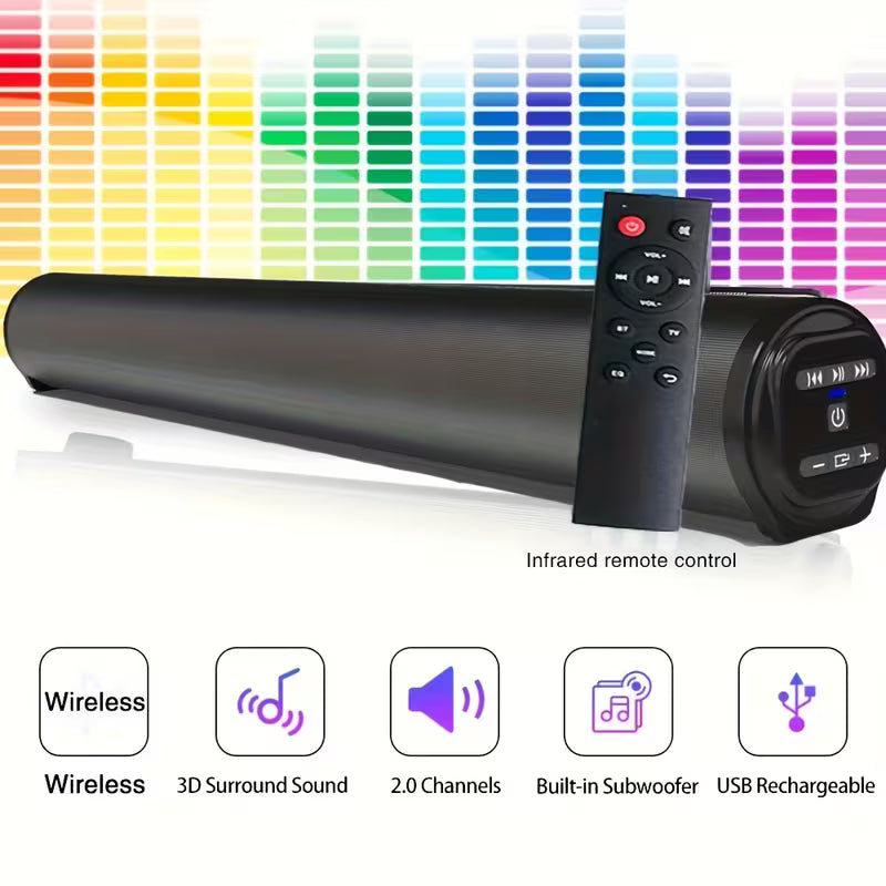 Wireless TV Soundbar with Surround Sound System, Remote Control, Four Subwoofers & Dual Air Ducts for Home Theater