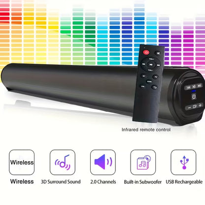 Wireless TV Soundbar with Surround Sound System, Remote Control, Four Subwoofers & Dual Air Ducts for Home Theater