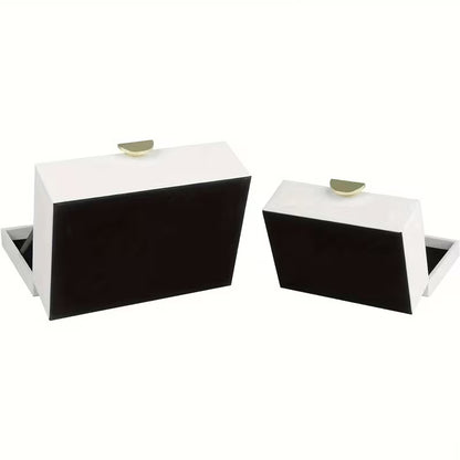 Set of 2 Faux Leather Jewelry Storage Boxes