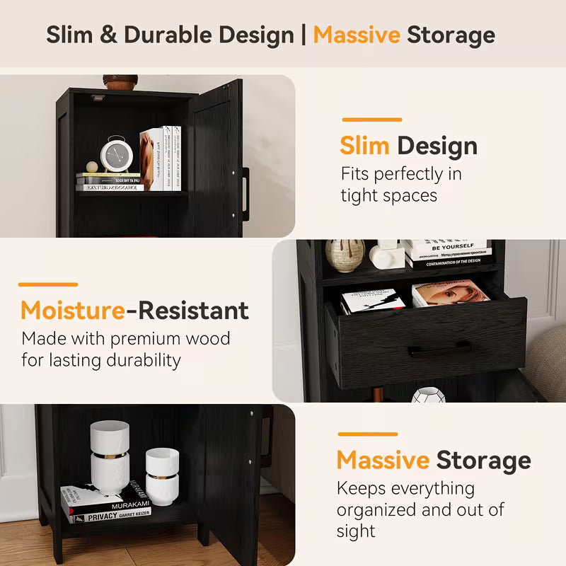 67-Inch Tall Storage Cabinet with Barn Doors & Drawer