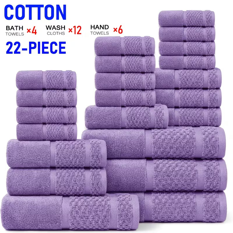 22-Piece Cotton Blend Bathroom Towel Set – Soft, Absorbent Bath, Hand Towels & Washcloths