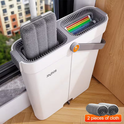 Flat Mop and Bucket Set with Washable Microfiber Pads
