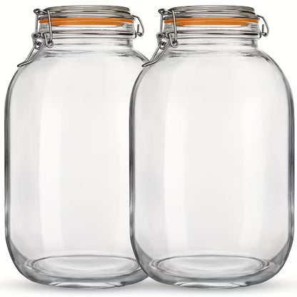 2-Pack 1 Gallon Glass Jars with Airtight Hinged Lids
