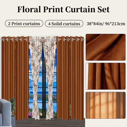9-Piece Orange Leaf Print Bedding Set with Matching Curtains – Machine-Washable Polyester