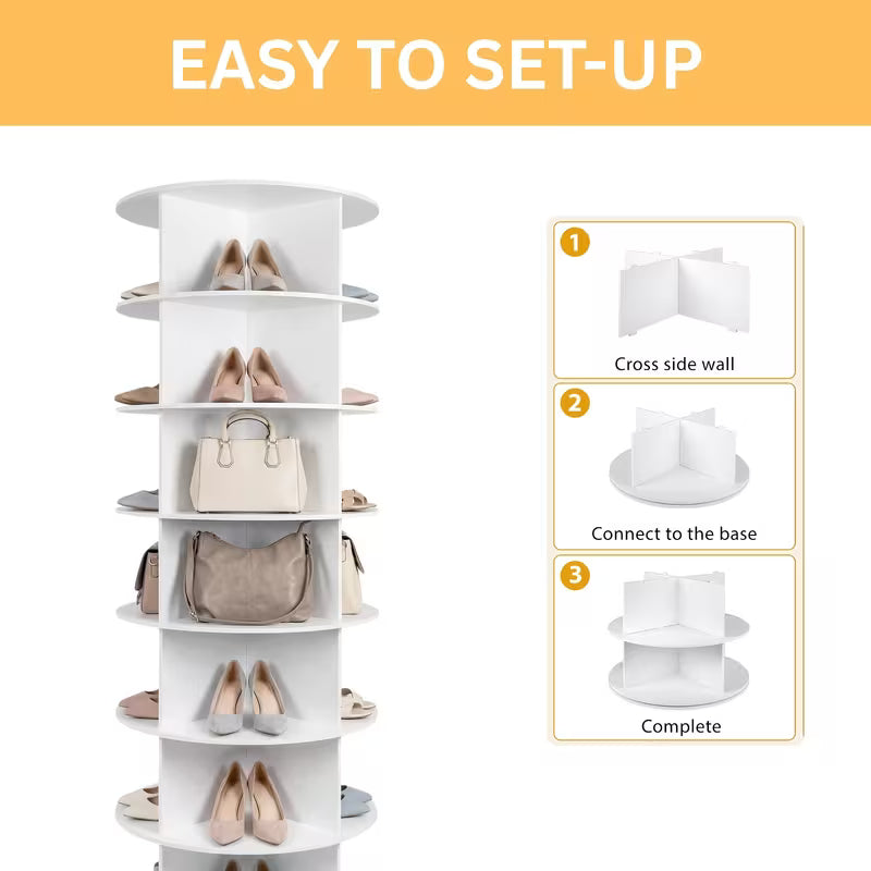 7-Tier 360° Rotating Shoe Rack – Spinning Shoe Organizer & Vertical Storage Tower