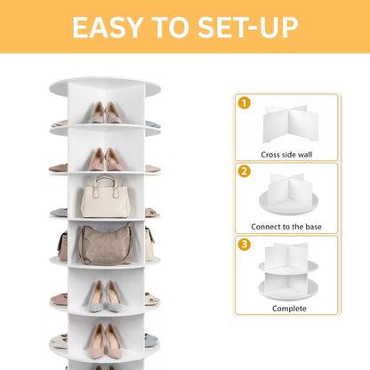 7-Tier 360° Rotating Shoe Rack – Spinning Shoe Organizer & Vertical Storage Tower