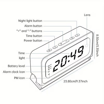 2K WiFi Digital Clock Camera, Indoor Security Camera with Motion Detection & Two-Way Talk for Baby, Pet and Home Monitoring