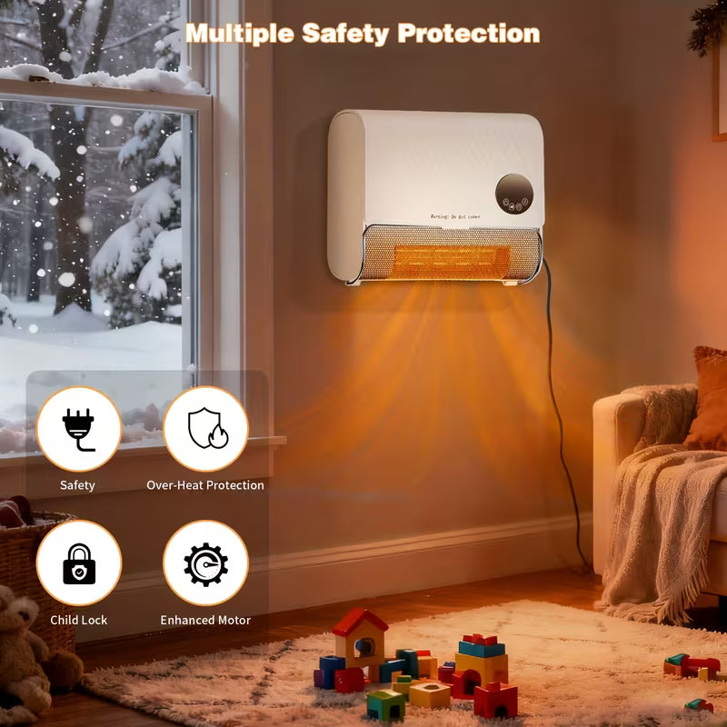 1500W Wall-Mounted Electric Heater with Remote Control