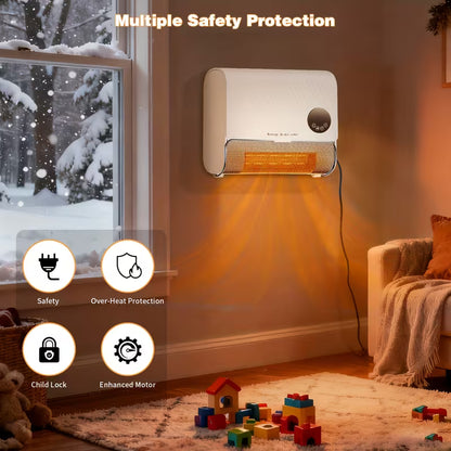 1500W Wall-Mounted Electric Heater with Remote Control