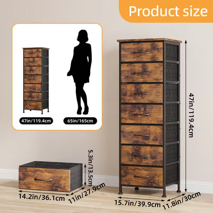 Tall Dresser with 6/7 Fabric Drawers – 41–47 Inch Storage Organizer for Bedroom, Closet & Entryway
