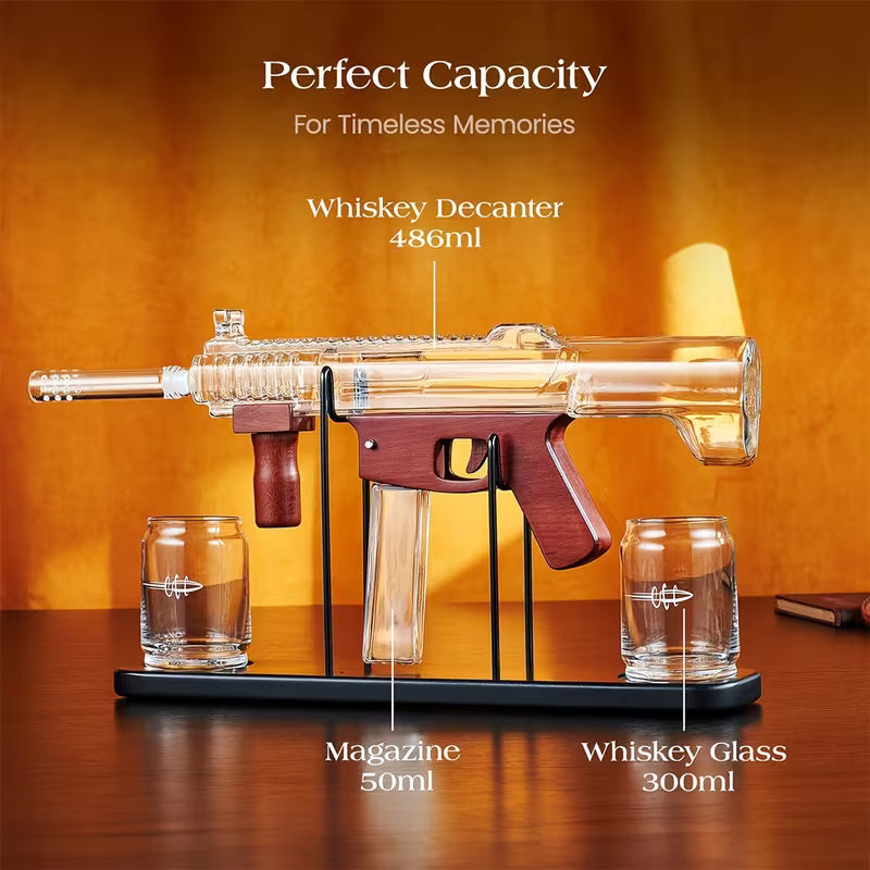 UDP-9 Gun Whiskey Decanter Set with Glasses