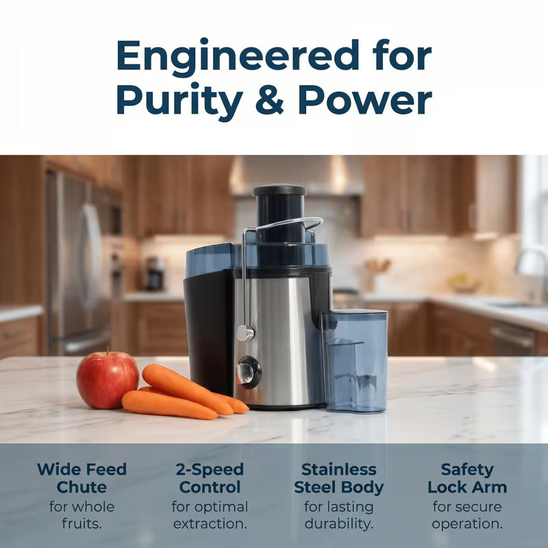 2-Speed Centrifugal Juicer with 3-Inch Wide Feed Chute, 0.52 Qt Juice Cup & 54 Oz Pulp Container