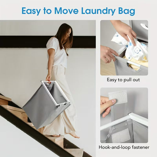 35.7 Gallon 3-Section Laundry Sorter with Shelf & Drawer