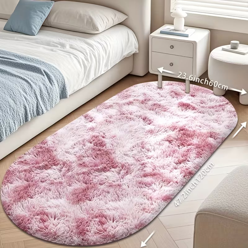 Oval Plush Area Rug – Soft, Anti-Slip & Washable Home Décor Carpet