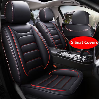 5-Seat Full Set Faux Leather Car Seat Covers, Waterproof All-Weather Seat Protectors with Soft Foam Padding for Cars, Trucks, Sedans & SUVs