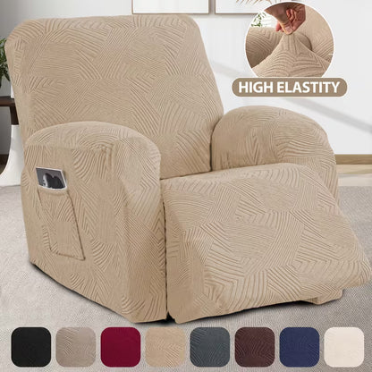 Stretchable Recliner Slipcover with Side Pocket – Soft & Washable 1-Seat Sofa Protector