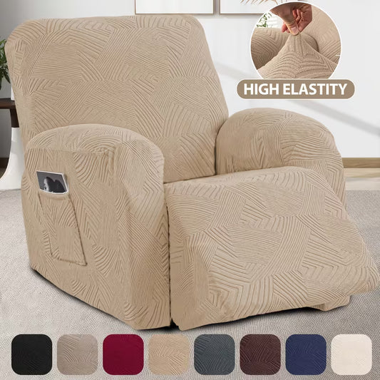 Stretchable Recliner Slipcover with Side Pocket – Soft & Washable 1-Seat Sofa Protector