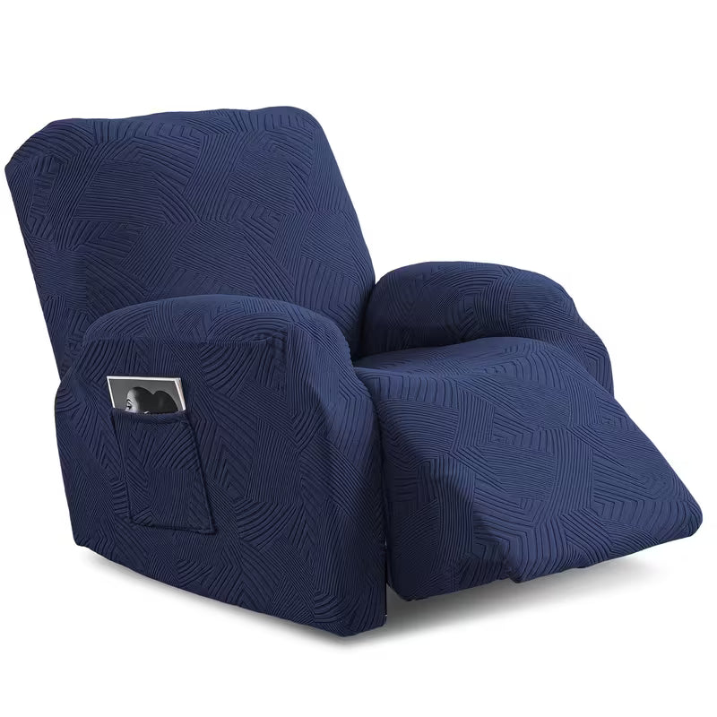 Stretchable Recliner Slipcover with Side Pocket – Soft & Washable 1-Seat Sofa Protector