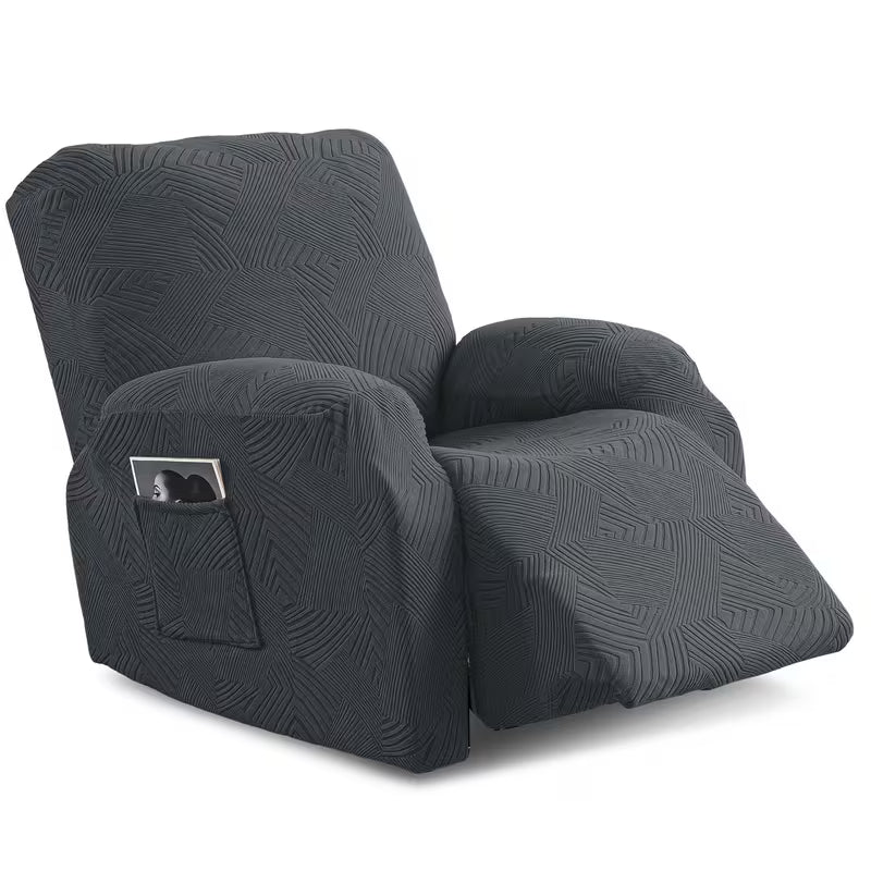 Stretchable Recliner Slipcover with Side Pocket – Soft & Washable 1-Seat Sofa Protector