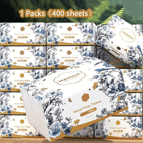 400 Sheets Premium Wood Pulp Tissue Napkins Thick Soft Absorbent Kitchen Bathroom