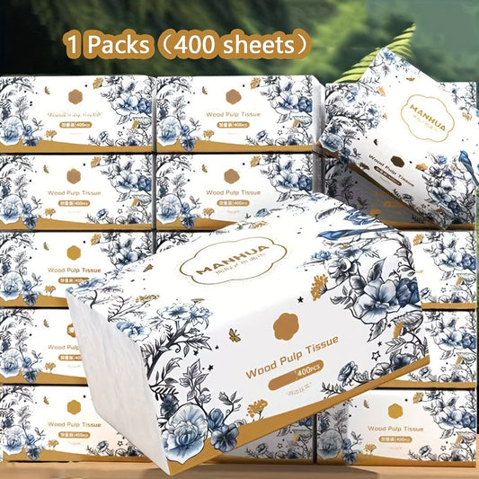 400 Sheets Premium Wood Pulp Tissue Napkins Thick Soft Absorbent Kitchen Bathroom