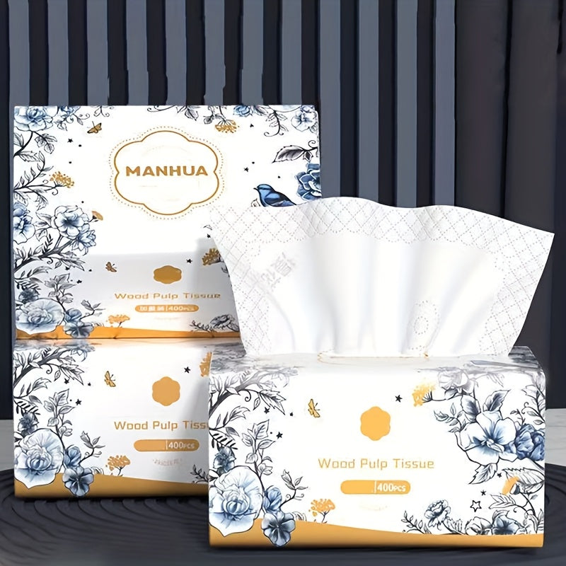 400 Sheets Premium Wood Pulp Tissue Napkins Thick Soft Absorbent Kitchen Bathroom