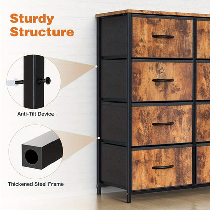 8 Drawer Dresser Storage Organizer Fabric Drawers Chest Bedroom Hallway Unit