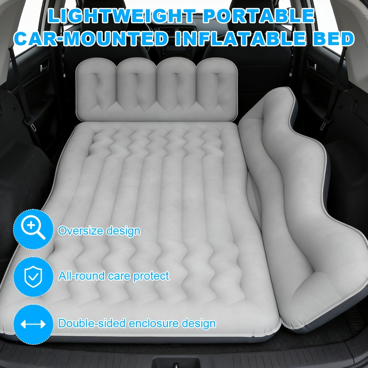 Car Inflatable Mattress Back Seat Bed SUV Travel Air Bed w/ Pump & Pillows