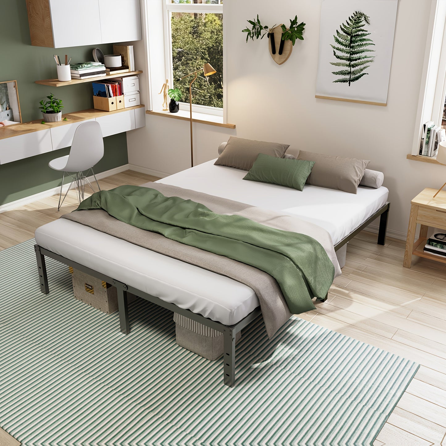 Heavy Duty Metal Bed Frame Platform Mattress Foundation No Box Spring Black