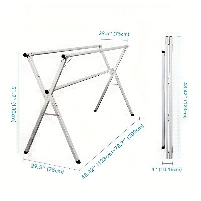 Extendable 48.4"-78.7" Folding Laundry Rack Indoor Outdoor Clothes Dryer