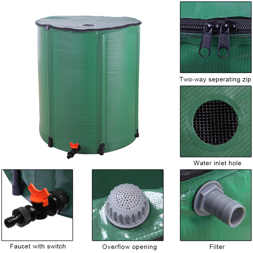 Collapsible Rain Barrel 50 200 Gallon Water Collection Tank Garden Watering