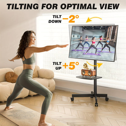 Mobile TV Cart Stand 23-60 Inch Rolling TV Stand w/ Shelf VESA 400x400 88lbs
