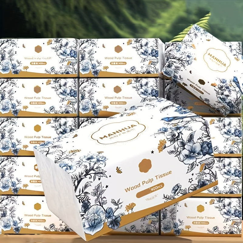 400 Sheets Premium Wood Pulp Tissue Napkins Thick Soft Absorbent Kitchen Bathroom