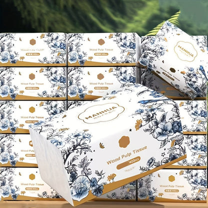 400 Sheets Premium Wood Pulp Tissue Napkins Thick Soft Absorbent Kitchen Bathroom
