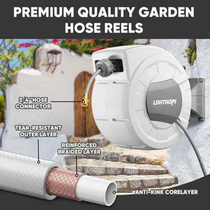 Retractable Garden Hose Reel 40/100/110/130FT Auto Rewind Wall Mounted Hose