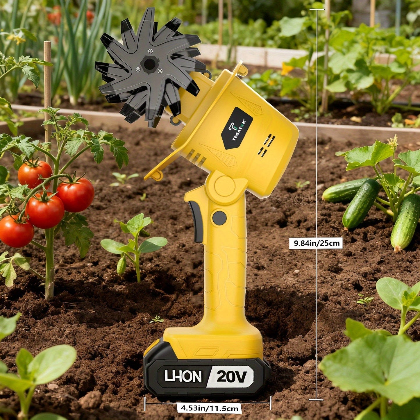 20V Cordless Garden Tiller Cultivator Electric Rototiller w/ Battery Charger