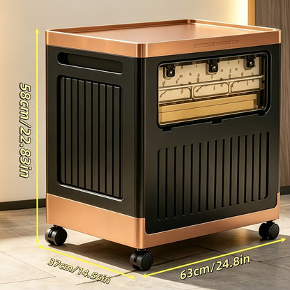 Portable Storage Bin w/ Wheels & Doors Foldable Stackable Organizer