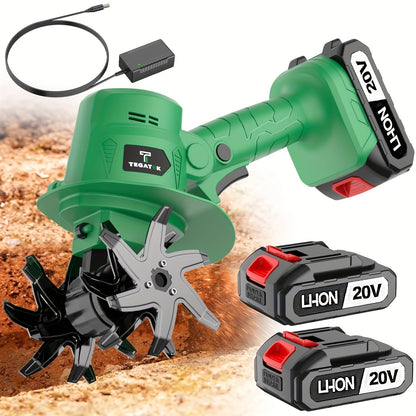 20V Cordless Garden Tiller Cultivator Electric Rototiller w/ Battery Charger