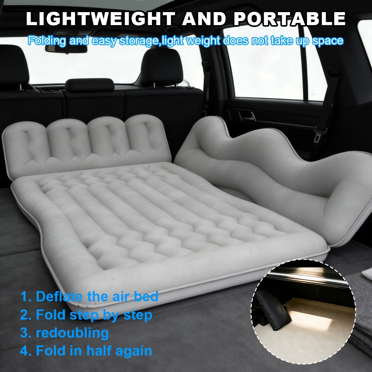 Car Inflatable Mattress Back Seat Bed SUV Travel Air Bed w/ Pump & Pillows