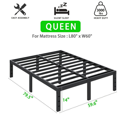 Heavy Duty Metal Bed Frame Platform Mattress Foundation No Box Spring Black