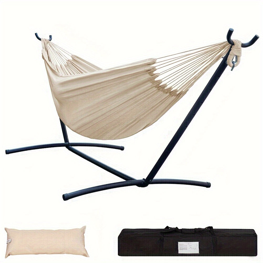 Heavy Duty Double Hammock with Steel Stand 450lbs Portable Outdoor Indoor Blue