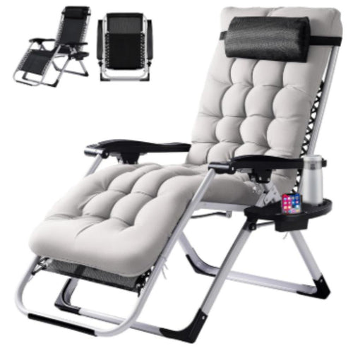 Zero Gravity Recliner Chair Foldable Patio Lounge w/Cup Holder & Cushion