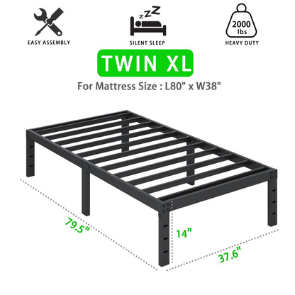 Heavy Duty Metal Bed Frame Platform Mattress Foundation No Box Spring Black