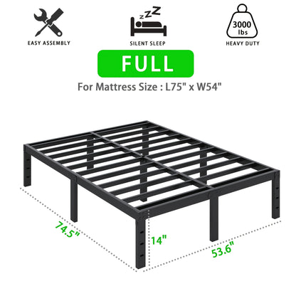 Heavy Duty Metal Bed Frame Platform Mattress Foundation No Box Spring Black