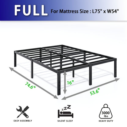 Heavy Duty Metal Bed Frame Platform Mattress Foundation No Box Spring Black