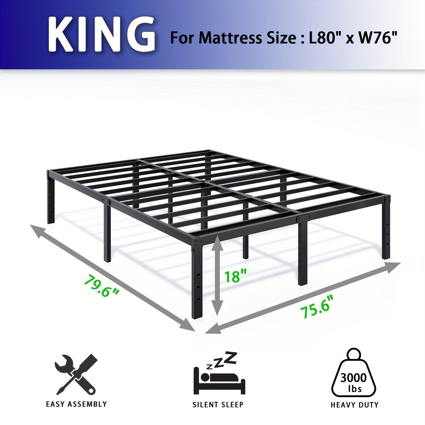 Heavy Duty Metal Bed Frame Platform Mattress Foundation No Box Spring Black