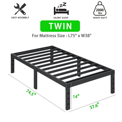 Heavy Duty Metal Bed Frame Platform Mattress Foundation No Box Spring Black