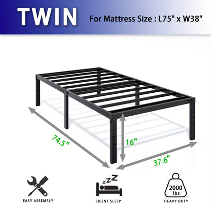 Heavy Duty Metal Bed Frame Platform Mattress Foundation No Box Spring Black