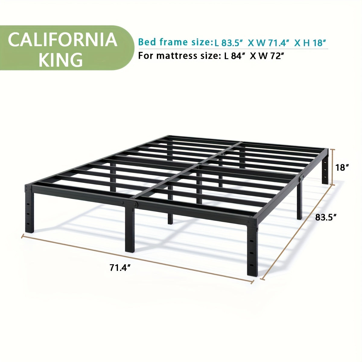 Heavy Duty Metal Bed Frame Platform Mattress Foundation No Box Spring Black