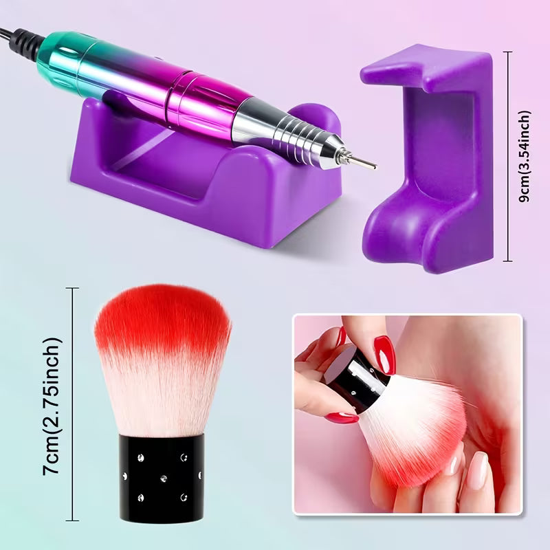 Professional Cordless Electric Nail Drill Machine, 45,000 RPM Rechargeable E-File with LCD Display and Brushless Motor for Acrylic, Gel Nails, Manicure & Pedicure
